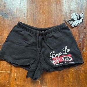 Boys Lie Black Graphic Athletic Shorts